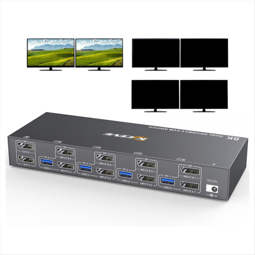 8K DP KVM Switch Dual Displayport USB 3.0 Switcher EU PLUG 1