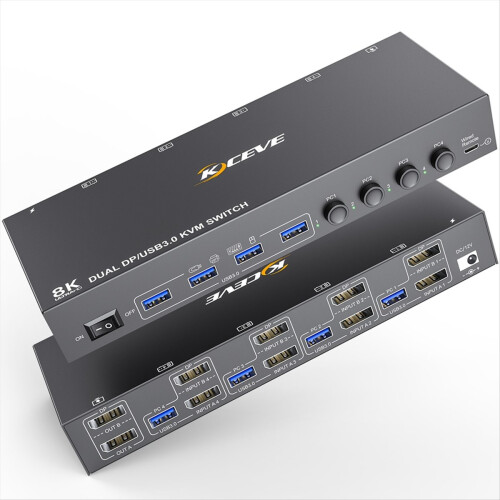 8K DP KVM Switch Dual Displayport USB 3.0 Switcher EU PLUG 2