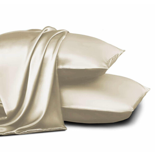 Satin Silk Pillow Cases, 50x75cm, Cream