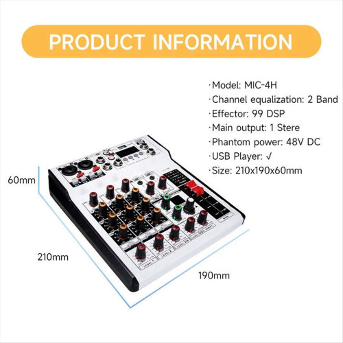 Professional Digital 4 Channel Audio Mixer Κονσόλα μίξης ήχου (EU) 1
