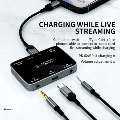 2 in 1 Live Broadcast Sound Card Adapter Geschikt voor interface 1