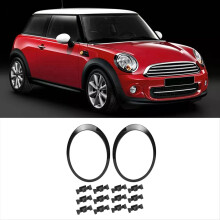 Black Headlight Trims Ring Bezels Cover Pair for R55 R56