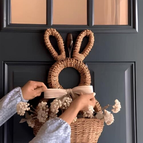 Bunny Basket Hanging Wall Pocket Spring Decor, for Decorations 1