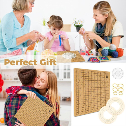 Πίνακας και καρφίτσες Macrame, 12x12 σε πίνακα Macrame Project, Στρογγυλό σετ 1