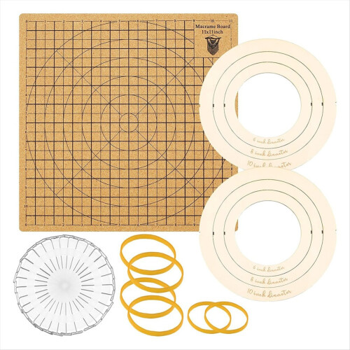 Πίνακας και καρφίτσες Macrame, 12x12 σε πίνακα Macrame Project, Στρογγυλό σετ