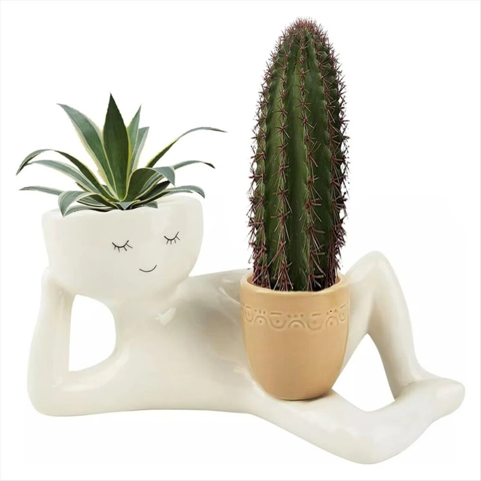 Markenlos Lazy Guy Planter Resin Little Character Flowerpot Succulent Planter