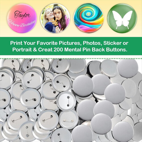 200sets Button Making Supplies, Complete DIY for Buttons and Badges 1