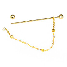 kralen kraagpin schroefbaar met ketting (goudkleurig)