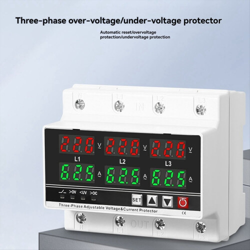 3 Phase Adjustable over and Under Voltage Protector 63A 1