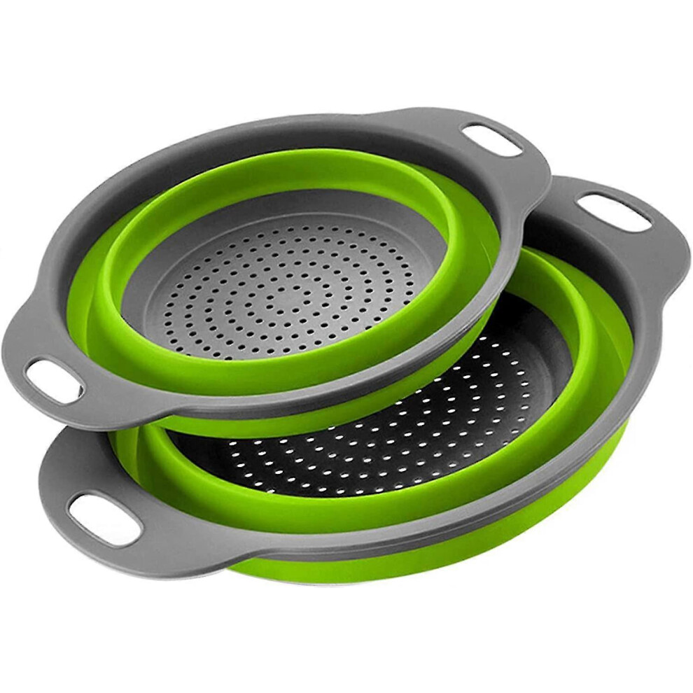 Set of 2 silicone colanders, collapsible filter, fruit and vegetable basket