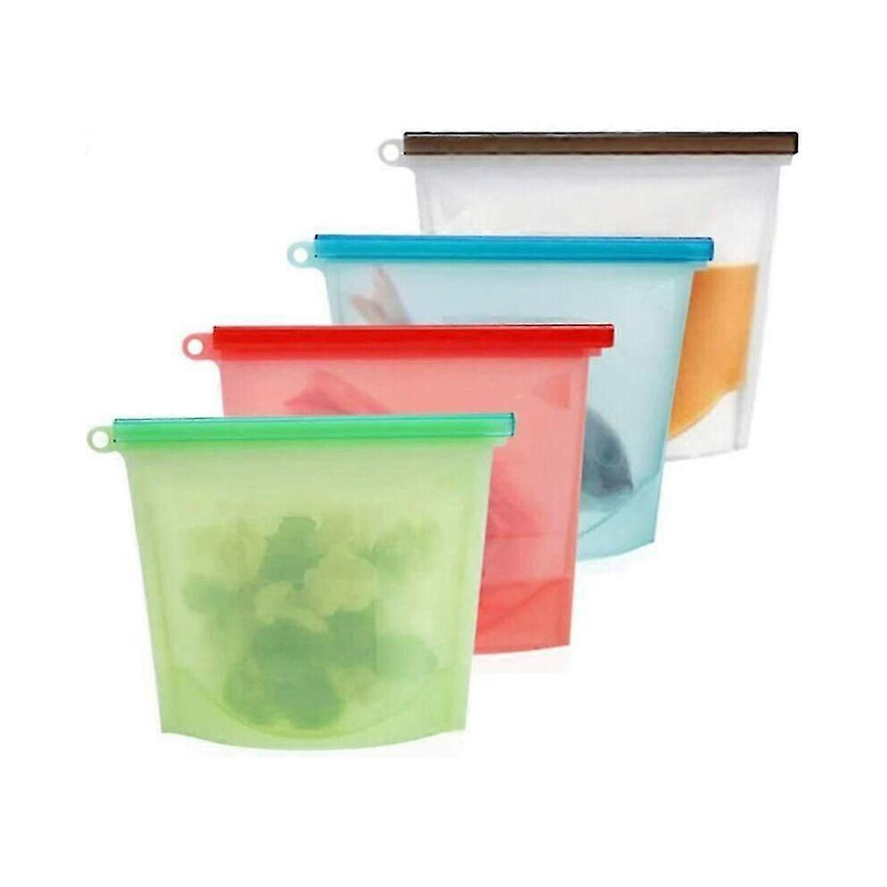Reusable Silicone Food Storage Bags with Clip for Fruit, Vegetables and Meat (4 Pack), 142g