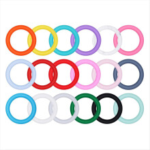 18Pcs Silicone Beadable O Rings with 2 Hole, Frames Silicone Pendant