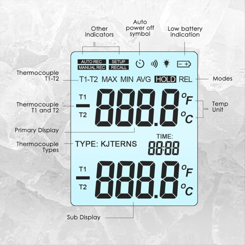 Digital K-Type Thermometer with 2 Temperature Probes 1