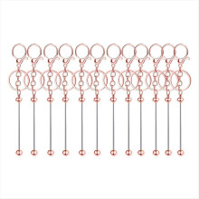 12 Pieces Metal Beadable Keychain Bars Blanks for Beads Pendant