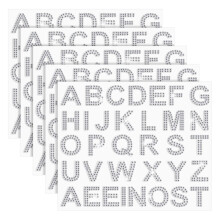 170 Pcs Silver Rhinestone Letter Stickers, 5 Sheets 34 Letters Silver