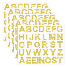 170 Pcs Silver Rhinestone Letter Stickers, 5 Sheets 34 Letters Gold