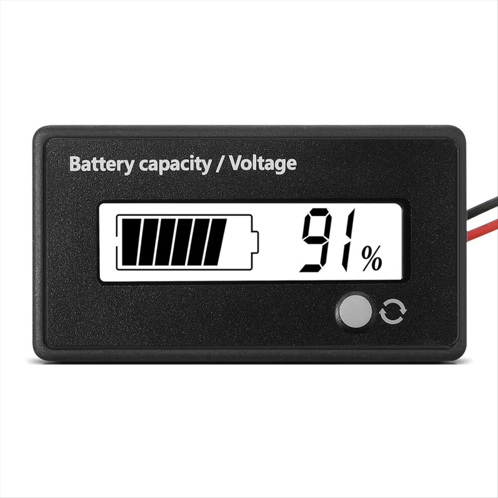 12V-72V Lead Acid Lithium Battery Capacity Voltage Meter Screen White 4853721224042