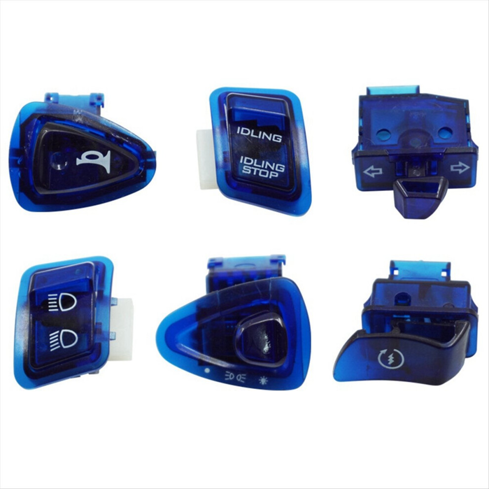 6Pcs For Gy6 50Cc 125Cc Moped Scooter Single Switch Button Blue 4853721299965