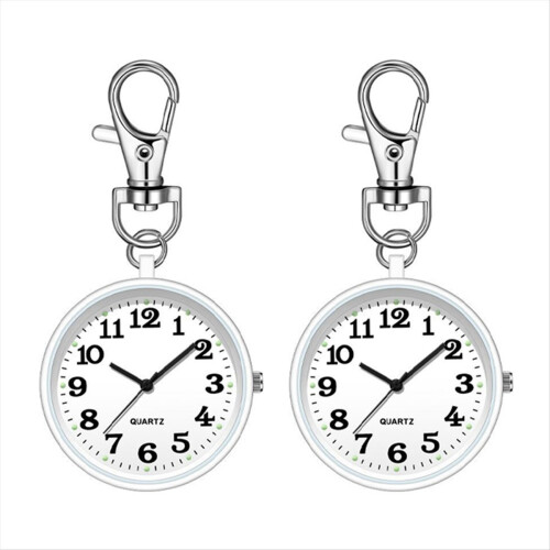 2 relógios de bolso de quartzo para enfermeiras, branco
