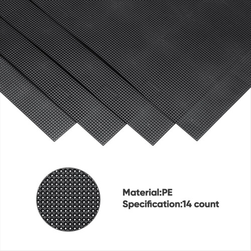 4 PCS 14 Count Plastic Mesh Canvas Sheet 14 CT Plastic Aida Black 1