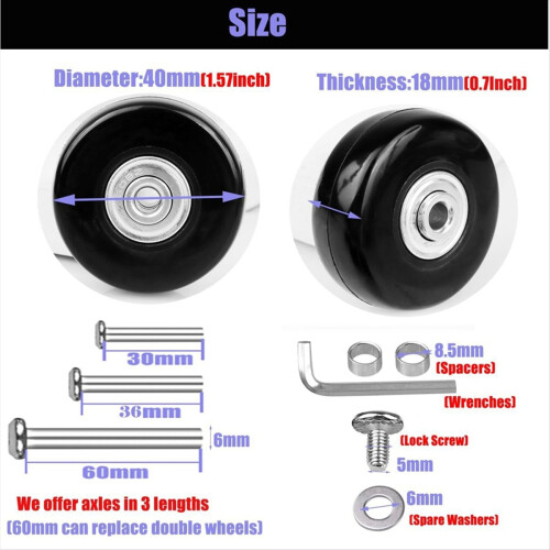 4τμχ Ζάντες αντικατάστασης βαλίτσας 40mmx18mm 2