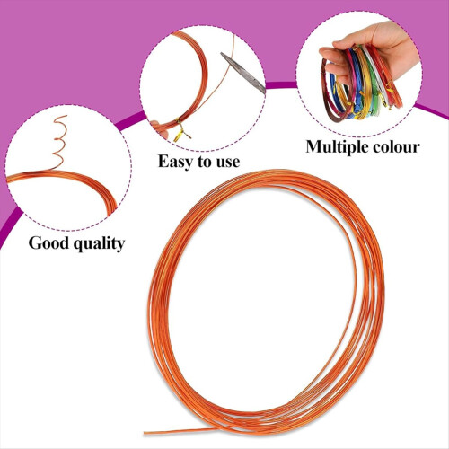 12 Rolls έγχρωμο αλουμίνιο CraftWire 18 Gauge 1mm Artistic Bendable 2