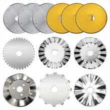 12pack 45mm Rotary Cutter Blades Kits, for Fabric Leather 7 Edge Type
