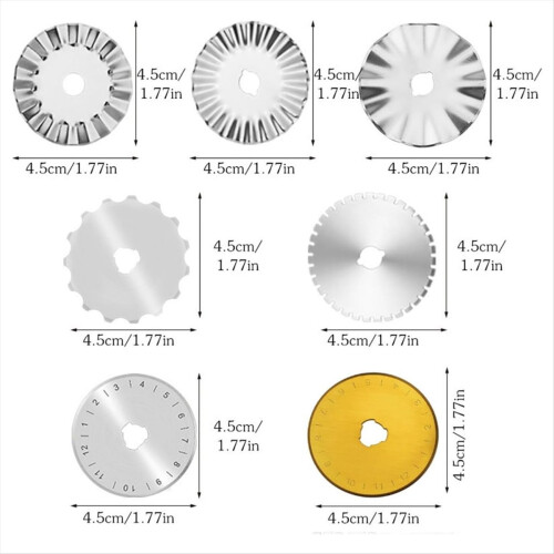 12pack 45mm Rotary Cutter Blades Kits, for Fabric Leather 7 Edge Type 1