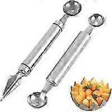 Fruit Carving Tool, Fruit Peeler, Melon Baller, 2 in 1 Fruit Knife, Stainless Steel Multi-Function Salad Cutter with Cutter