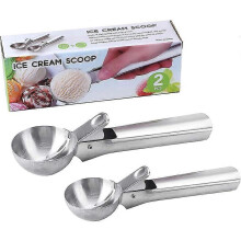 Set of 2 Ice Cream Scoops with Trigger Stainless Steel Multifunction for Ice Cream and Fruit - -