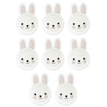 Set of 8 disposable paper plates in the shape of a bunny for Easter parties