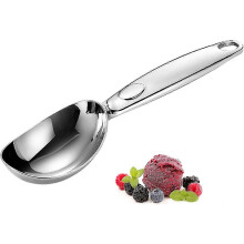 Ergonomic stainless steel ice cream scoop, dishwasher safe, for ice cream and fruit