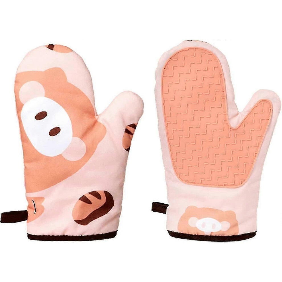 Pair Heat Resistant Silicone Oven Mitts, BBQ Cooking Gloves
