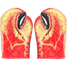 Set of 2 heat resistant oven mitts, crab claw print