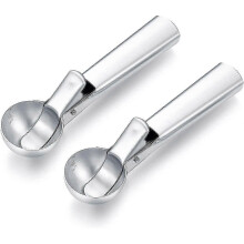 Set of 2 stainless steel ice cream scoops with easy trigger for potatoes