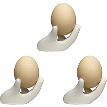 Pcs Creative Ceramic Hand Shape Egg Cups Easter Boiled Egg Holder Breakfast Table Kitchen Gift (White) 8 x 4.5cm