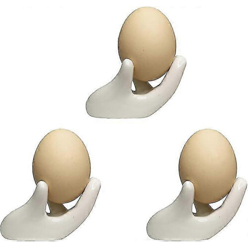 Pcs Creative Ceramic Hand Shape Egg Cups Easter Boiled Egg Holder Breakfast Table Kitchen Gift (White) 8 x 4.5cm
