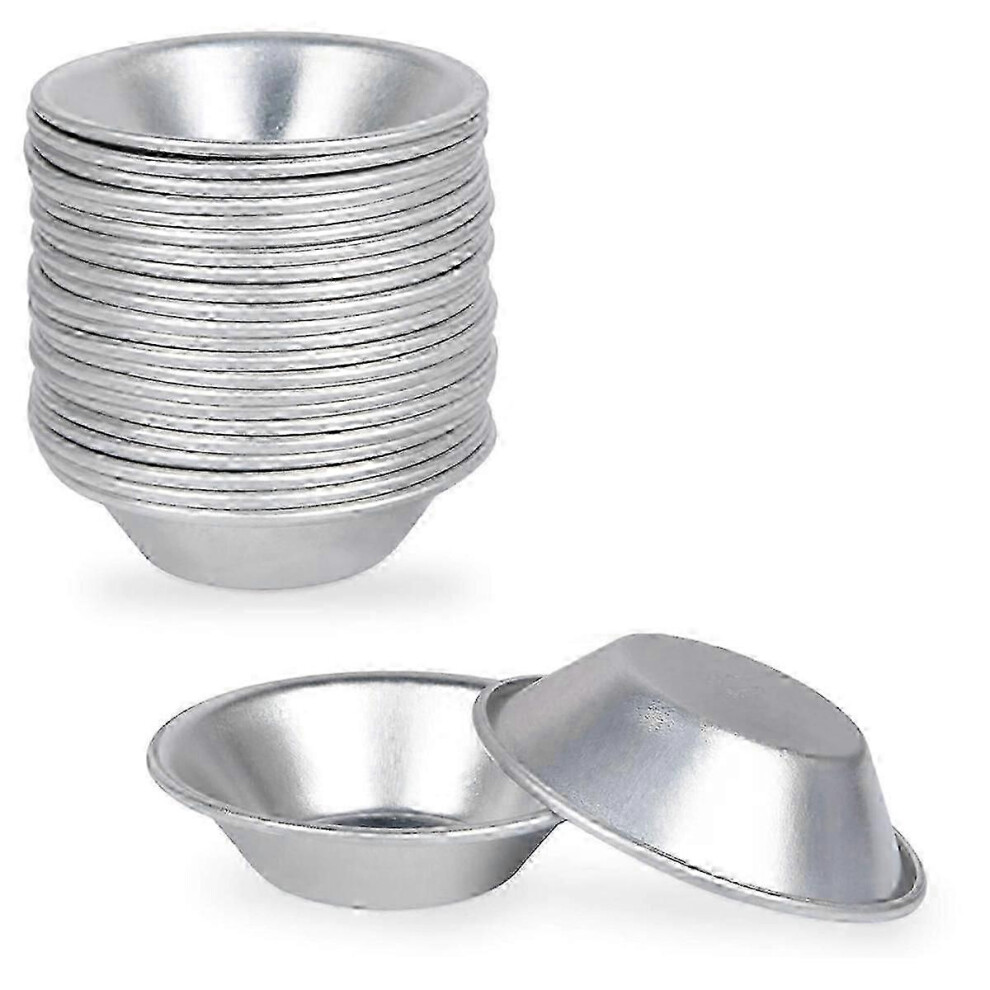 25 Pack Egg Tart Molds, Egg Tartlet Bases, Round, Reusable, Non-Stick (Aluminum)