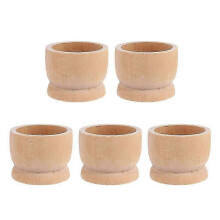 Set of 5 Simple Unpainted Wooden Easter Egg Cups for Portable Kitchen Utensils