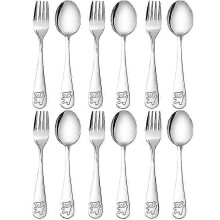 Little Bear 12 Piece Stainless Steel Kids Cutlery Set Children's Cutlery Set Spoon and Fork Set