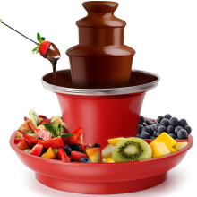 3-Tier Chocolate Fountain, 200g Capacity, Tabletop Mini Fondue, Automatic Melting Tower, Fruits/Nuts Tray, Party Wedding