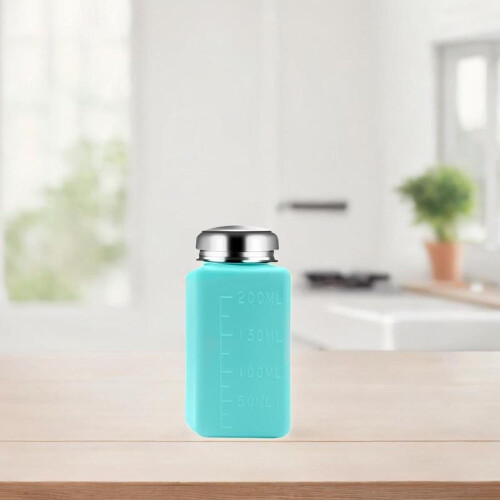 Square Pump Dispenser Bottle For Nail Polish Remover 200ml Blue Liquid Push Down Container 2