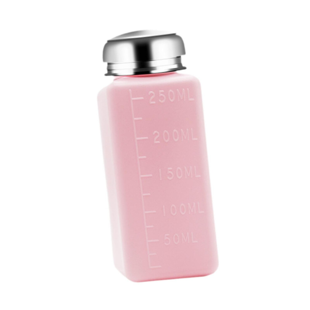 Pink Nail Polish Remover Pump Dispenser Bottle 250Ml, Push-Down Liquid Dispenser For Makeups, Hand Pump Container