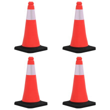 Reflective Traffic Cones 4-Pack 50 Cm High Heavy Bases Outdoor Street Safety Cones Low Centre Of Gravity Durable