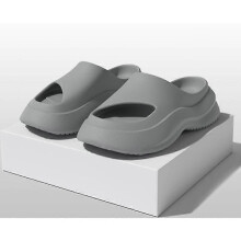 (40 41, grey) Thick-soled Dad Slippers Women's Summer Outdoor Sports Couple Hole Toe Sandals Men's Non-slip Soft-soled Slippers