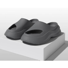 (40 41, black) Thick-soled Dad Slippers Women's Summer Outdoor Sports Couple Hole Toe Sandals Men's Non-slip Soft-soled Slippers