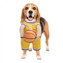 2025 Dog's Red Basketball Player Costume with Ball - Cheer for Your PetYellowM
