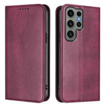 Compatible For Samsung Galaxy S23 Ultra Wallet Cases Retro Texture RFID Leather Phone CoverWineRed