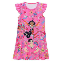 (8-9Years) Encanto Children Girls Princess Ruffle T-shirt Sleep Pajamas Dress Summer Sleepwear