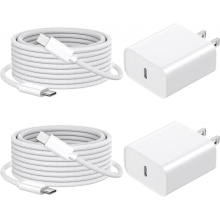 iPhone 16 15 Charger Fast Charging, 2 Pack 20W USB C Fast Charger Block with 6ft Braided USB C to C Charging Cable for iPhone 16/16 Plus/16 Pro/
